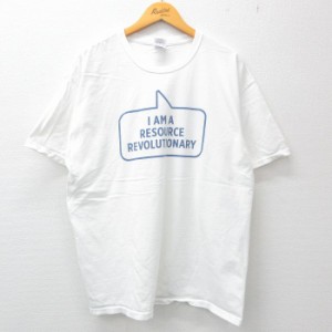 古着 半袖 ビンテージ Tシャツ メンズ 00年代 00s トムラ REVOLUTIONARY 大きいサイズ コットン クルーネック 白 ホワイト XL 中古 古着