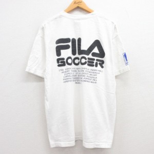 古着 フィラ FILA 半袖 ビンテージ Tシャツ メンズ 90年代 90s サッカー コットン クルーネック USA製 白 ホワイト spe XLサイ 中古 古着