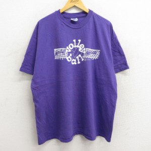古着 ヘインズ Hanes 半袖 ビンテージ Tシャツ メンズ 90年代 90s バレーボール 大きいサイズ コットン クルーネック USA製 紫 中古 古着