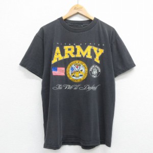 古着 半袖 ビンテージ Tシャツ メンズ 90年代 90s ミリタリー ARMY アーミー クルーネック 黒 ブラック Lサイズ 中古 中古 古着