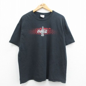 古着 ヘインズ Hanes 半袖 ビンテージ Tシャツ メンズ 00年代 00s コカコーラ コットン クルーネック 黒 ブラック XLサイズ 中 中古 古着