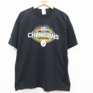 古着 半袖 ビンテージ Tシャツ メンズ 00年代 00s NFL ピッツバーグスティーラーズ コットン クルーネック 黒 ブラック アメフ 中古 古着