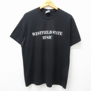 古着 ヘインズ Hanes 半袖 ビンテージ Tシャツ メンズ 00年代 00s ウエストフィールド MUSIC クルーネック 黒 ブラック Lサイ 中古 古着