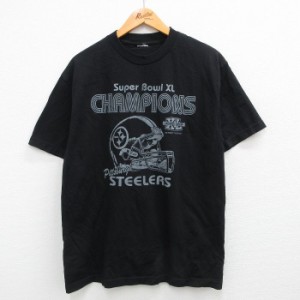 古着 半袖 ビンテージ Tシャツ メンズ 00年代 00s NFL ピッツバーグスティーラーズ チャンピオンズ クルーネック 黒 ブラック  中古 古着