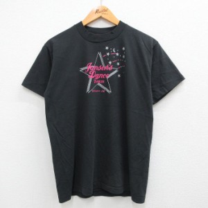 古着 半袖 ビンテージ Tシャツ メンズ 90年代 90s 星 ダンスチーム クルーネック USA製 黒 ブラック Mサイズ 中古 中古 古着