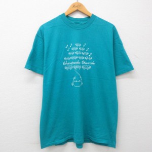 古着 半袖 ビンテージ Tシャツ メンズ 90年代 90s Chesapeake Chorale カニ 音符 クルーネック 緑系 グリーン Lサイズ 中古 中古 古着