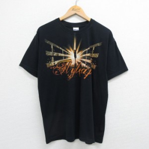 古着 半袖 ビンテージ ロック バンド Tシャツ メンズ 00年代 00s フライリーフ 少女 橋 コットン クルーネック 黒 ブラック XL 中古 古着