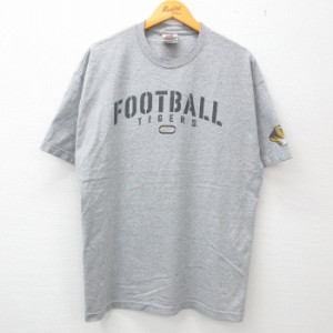 古着 ナイキ NIKE 半袖 ビンテージ Tシャツ メンズ 00年代 00s フットボール タイガース クルーネック グレー 霜降り XLサイズ 中古 古着