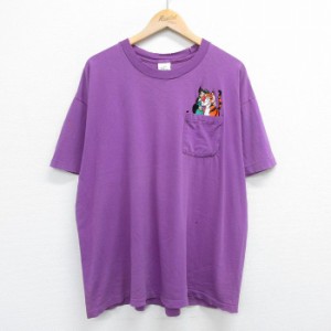 古着 半袖 ビンテージ Tシャツ メンズ 90年代 90s ディズニー DISNEY アラジン ジャスミン ラジャー 刺繍 胸ポケット付き ボロ 中古 古着