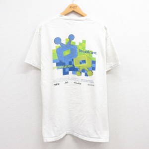 古着 ヘインズ Hanes 半袖 ビンテージ Tシャツ メンズ 00年代 00s ブロードキャスト NEC SONY コットン クルーネック 白 ホワ 中古 古着