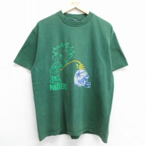 古着 半袖 ビンテージ Tシャツ メンズ 90年代 90s NFL グリーンベイパッカーズ クルーネック 濃緑 グリーン アメフト スーパー 中古 古着