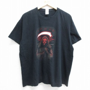 古着 半袖 ビンテージ Tシャツ メンズ 00年代 00s 死神 コットン クルーネック 黒 ブラック XLサイズ 中古 中古 古着