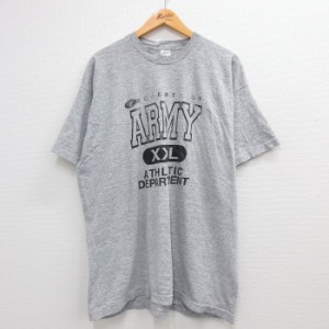 古着 半袖 ビンテージ Tシャツ メンズ 90年代 90s ミリタリー アーミー ARMY 大きいサイズ コットン クルーネック USA製 グレ 中古 古着