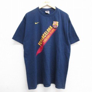 古着 ナイキ NIKE 半袖 ビンテージ Tシャツ メンズ 00年代 00s ワンポイントロゴ FCバルセロナ フットボール ロング丈 大きい 中古 古着