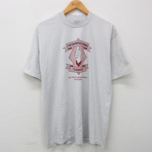 古着 半袖 ビンテージ Tシャツ メンズ 80年代 80s CHEMICALLY FREE 手 クルーネック USA製 薄グレー Lサイズ 中古 中古 古着