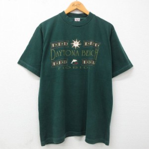 古着 半袖 ビンテージ Tシャツ メンズ 00年代 00s デイトナビーチ フロリダ イルカ コットン クルーネック 濃緑 グリーン XLサ 中古 古着