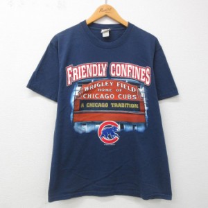 古着 リー Lee 半袖 ビンテージ Tシャツ メンズ 00年代 00s MLB シカゴカブス コットン クルーネック 紺 ネイビー メジャーリ 中古 古着