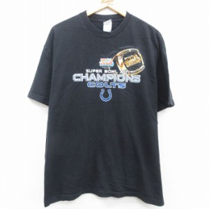 古着 半袖 ビンテージ Tシャツ メンズ 00年代 00s NFL インディアナポリスコルツ コットン クルーネック 黒 ブラック アメフト 中古 古着