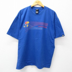 古着 スターター STARTER 半袖 ビンテージ Tシャツ メンズ 00年代 00s カンザスジェイホークス コットン クルーネック 青 ブル 中古 古着