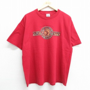 古着 半袖 ビンテージ Tシャツ メンズ 00年代 00s グランドキャニオン ココペリ ホピ族 コットン クルーネック 赤 レッド XLサ 中古 古着