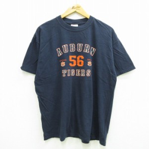 古着 半袖 ビンテージ Tシャツ メンズ 00年代 00s AUBURN タイガース コットン クルーネック 紺 ネイビー Lサイズ 中古 中古 古着