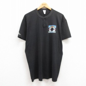 古着 マジェスティック 半袖 ビンテージ Tシャツ メンズ 00年代 00s JET EXPRESS ヘンリーネック 黒 ブラック メジャーリーグ  中古 古着