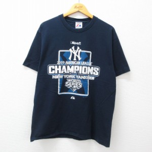 古着 マジェスティック 半袖 ビンテージ Tシャツ メンズ 00年代 00s MLB ニューヨークヤンキース ワールドシリーズ コットン  中古 古着