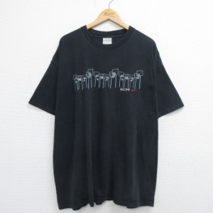 古着 半袖 ビンテージ Tシャツ メンズ 00年代 00s バスケ バスケットゴール hoops 大きいサイズ コットン クルーネック 黒 ブ 中古 古着