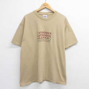 古着 ヘインズ Hanes 半袖 ビンテージ Tシャツ メンズ 00年代 00s STROOCK&LAVAN コットン クルーネック ベージュ カーキ XLサ 中古 古着