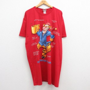 古着 半袖 ビンテージ Tシャツ メンズ 00年代 00s ディズニー DISNEY くまのプーさん ティガー 大きいサイズ ロング丈 コット 中古 古着