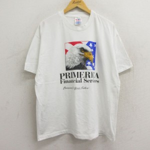 古着 ヘインズ Hanes 半袖 ビンテージ Tシャツ メンズ 90年代 90s 鳥 プライメリカ 大きいサイズ クルーネック 白 ホワイト XL 中古 古着