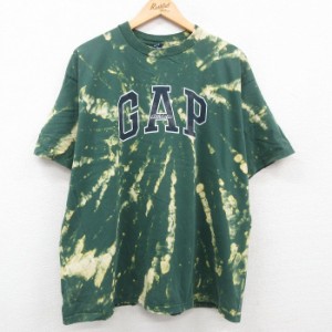 古着 ギャップ GAP 半袖 ビンテージ Tシャツ メンズ 00年代 00s ビッグロゴ 大きいサイズ コットン クルーネック USA製 緑 グ 中古 古着