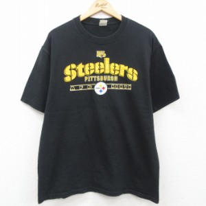 古着 半袖 ビンテージ Tシャツ メンズ 00年代 00s NFL ピッツバーグスティーラーズ 大きいサイズ コットン クルーネック 黒 ブ 中古 古着