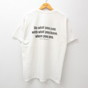 古着 半袖 ビンテージ Tシャツ メンズ 00年代 00s セオドアルーズベルト メッセージ コットン クルーネック 白 ホワイト spe L 中古 古着