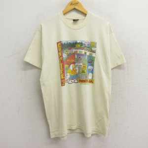 古着 半袖 ビンテージ Tシャツ メンズ 90年代 90s ニワトリ マラソン クルーネック USA製 薄黄 イエロー XLサイズ 中古 中古 古着