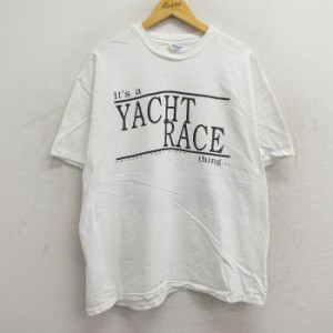 古着 ヘインズ Hanes 半袖 ビンテージ Tシャツ メンズ 90年代 90s ヨット レース 大きいサイズ コットン クルーネック USA製  中古 古着