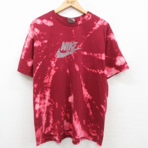 古着 ナイキ NIKE 半袖 ビンテージ Tシャツ メンズ 00年代 00s ビッグロゴ 大きいサイズ コットン クルーネック エンジ ブリー 中古 古着