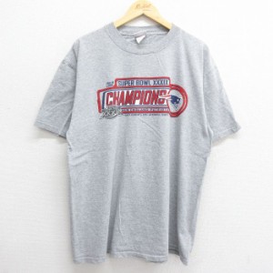 古着 半袖 ビンテージ Tシャツ メンズ 00年代 00s NFL ニューイングランドペイトリオッツ チャンピオンズ クルーネック グレー 中古 古着