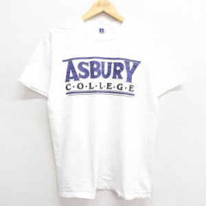 古着 ラッセル 半袖 ビンテージ Tシャツ メンズ 00年代 00s アズベリー 大学 カレッジ コットン クルーネック USA製 白 ホワイ 中古 古着