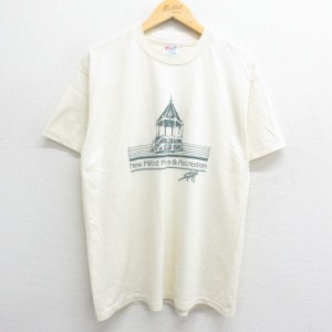 古着 ヘインズ Hanes 半袖 ビンテージ Tシャツ メンズ 90年代 90s ニューミルファード クルーネック ベージュ カーキ Lサイズ  中古 古着