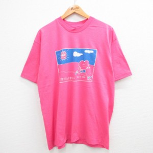 古着 ヘインズ Hanes 半袖 ビンテージ Tシャツ メンズ 90年代 90s ハート クルーネック USA製 ピンク XLサイズ 中古 中古 古着