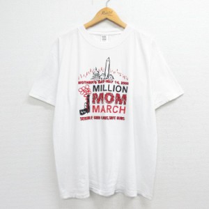 古着 半袖 ビンテージ Tシャツ メンズ 00年代 00s ピストル MILLION MOM MARCH コットン クルーネック 白 ホワイト XLサイズ  中古 古着