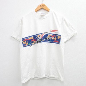 古着 ヘインズ Hanes 半袖 ビンテージ Tシャツ メンズ 00年代 00s アロハ航空 飛行機 コットン クルーネック 白 ホワイト Mサ 中古 古着