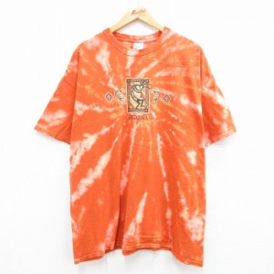 古着 半袖 ビンテージ Tシャツ メンズ 00年代 00s アリゾナ ココペリ ホピ族 大きいサイズ コットン クルーネック オレンジ他  中古 古着