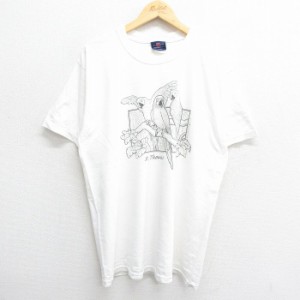 古着 半袖 ビンテージ Tシャツ メンズ 90年代 90s セントトーマス オウム コットン クルーネック 白 ホワイト Lサイズ 中古 中古 古着