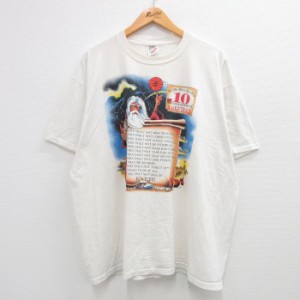 古着 半袖 ビンテージ Tシャツ メンズ 90年代 90s バスケットボール 大きいサイズ クルーネック USA製 白 ホワイト XLサイズ  中古 古着