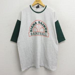古着 半袖 ビンテージ Tシャツ メンズ 90年代 90s シエナセインツ バスケットボール ツートンカラー 大きいサイズ コットン ク 中古 古着