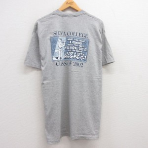 古着 半袖 ビンテージ Tシャツ メンズ 00年代 00s 犬 シエナ 大学 大きいサイズ ロング丈 コットン クルーネック USA製 グレー 中古 古着