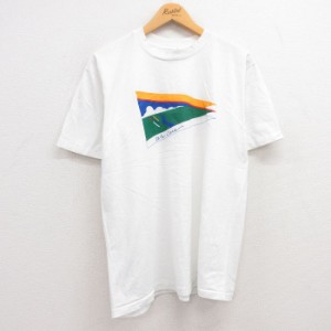 古着 ヘインズ Hanes 半袖 ビンテージ Tシャツ メンズ 80年代 80s 道 ヘラクレス クルーネック USA製 白 ホワイト Lサイズ 中 中古 古着