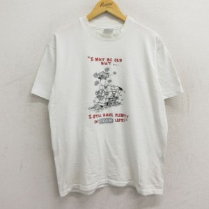 古着 ヘインズ Hanes 半袖 ビンテージ Tシャツ メンズ 80年代 80s 機関車 クルーネック USA製 白 ホワイト Lサイズ 中古 中古 古着